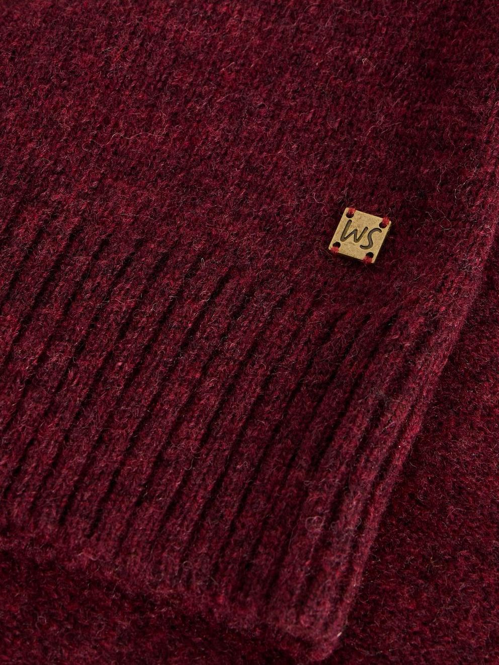 Lambswool Mock Neck Jumper in DK PLUM - FLAT DETAIL