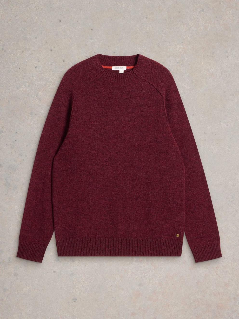 Lambswool Mock Neck Jumper in DK PLUM - FLAT FRONT