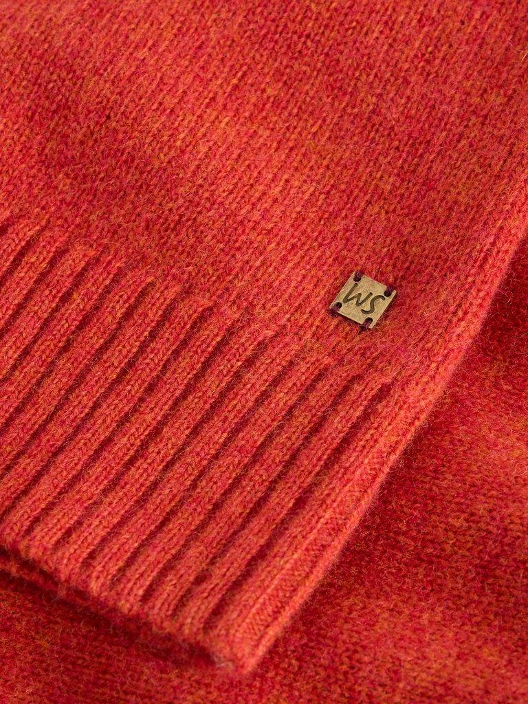 Lambswool Mock Neck Jumper in MID RED - FLAT DETAIL