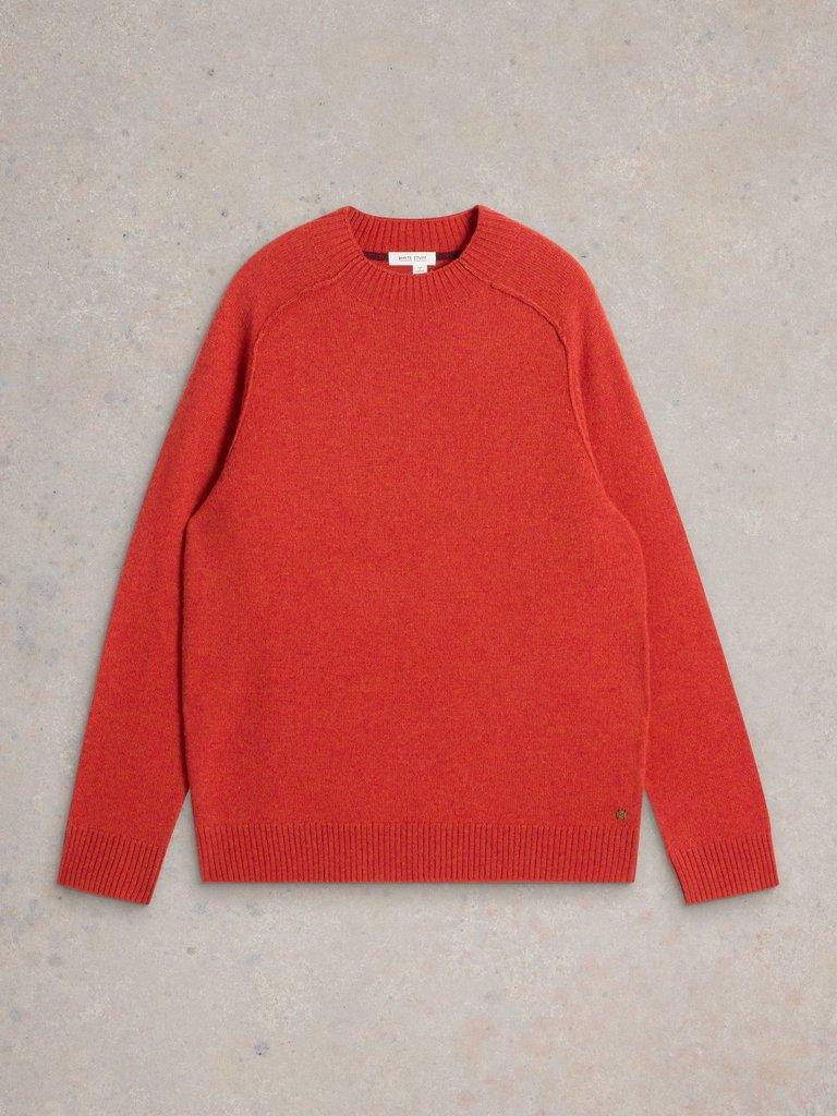 Lambswool Mock Neck Jumper in MID RED - FLAT FRONT