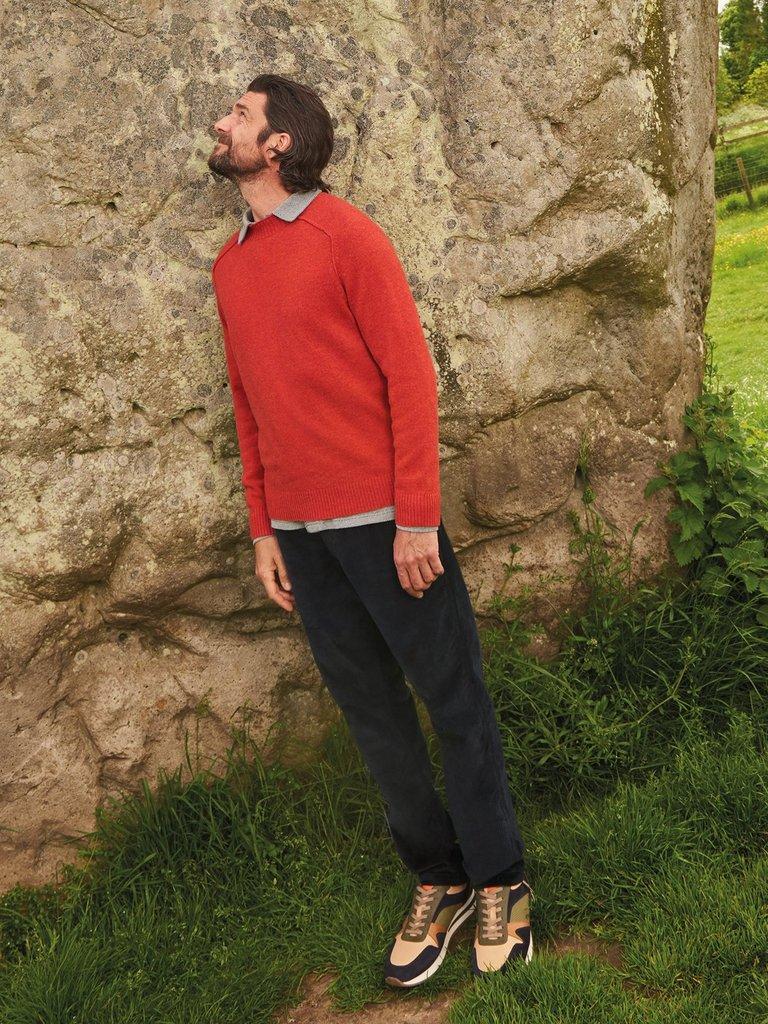 Lambswool Mock Neck Jumper in MID RED - MIXED