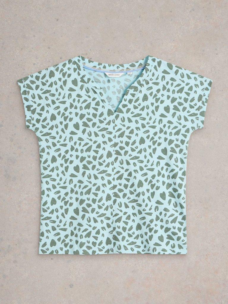 PRINTED NELLY NOTCH TEE in BLUE PR - FLAT FRONT