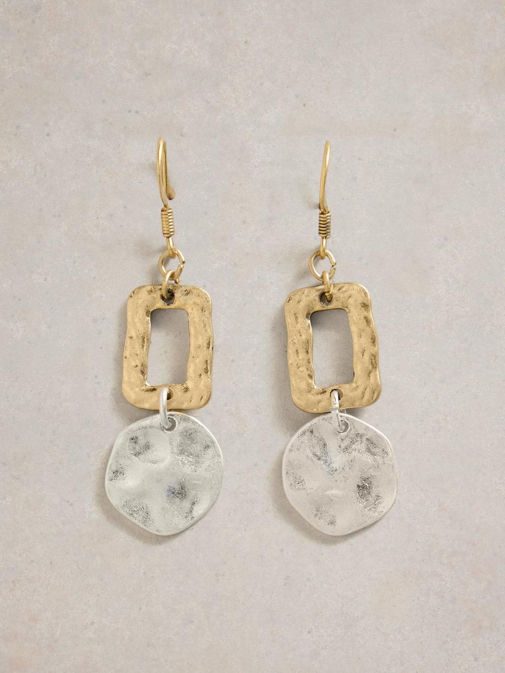 VERONICA DROP EARRING in MIXED MET - FLAT FRONT