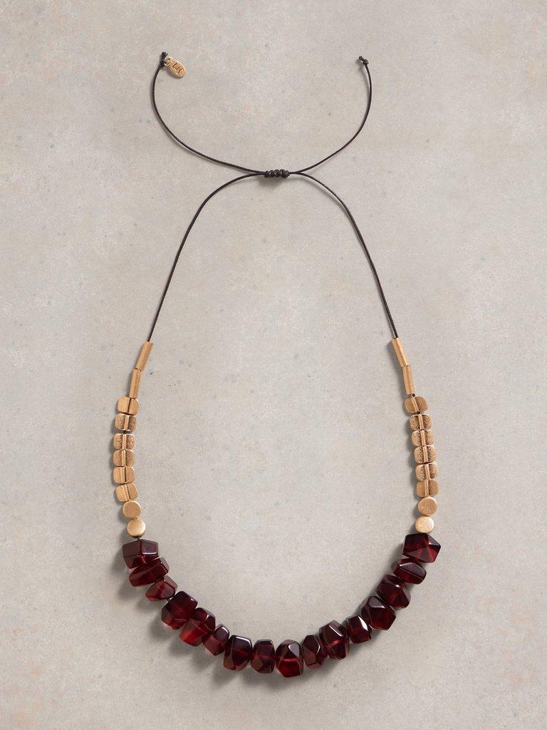 ROSE STONE NECKLACE in DK PLUM - FLAT FRONT