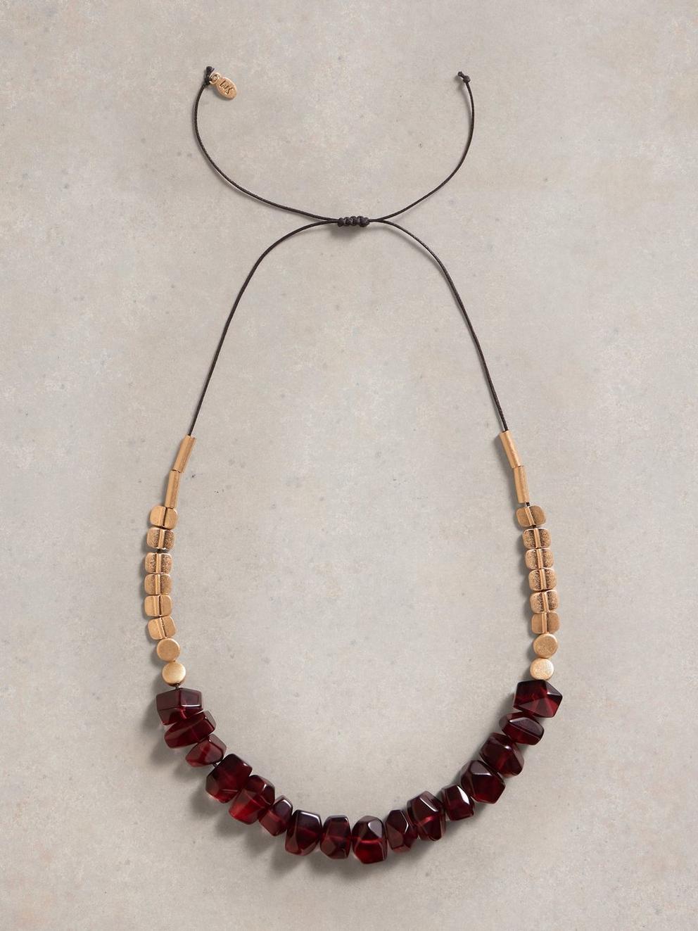 ROSE STONE NECKLACE in DK PLUM - FLAT FRONT