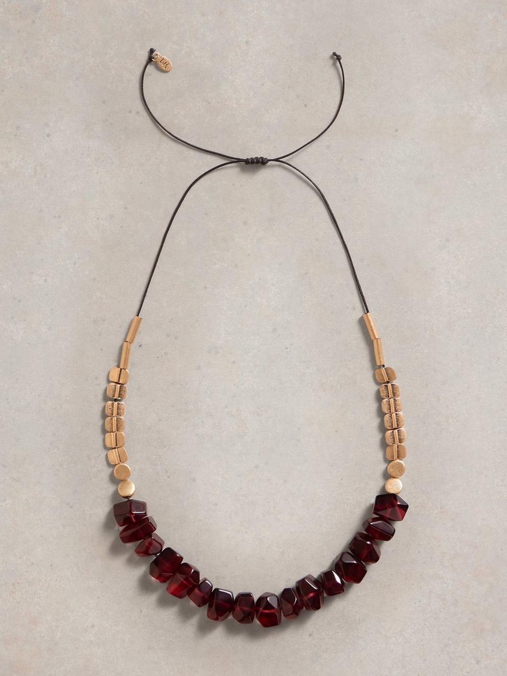 ROSE STONE NECKLACE in DK PLUM - FLAT FRONT