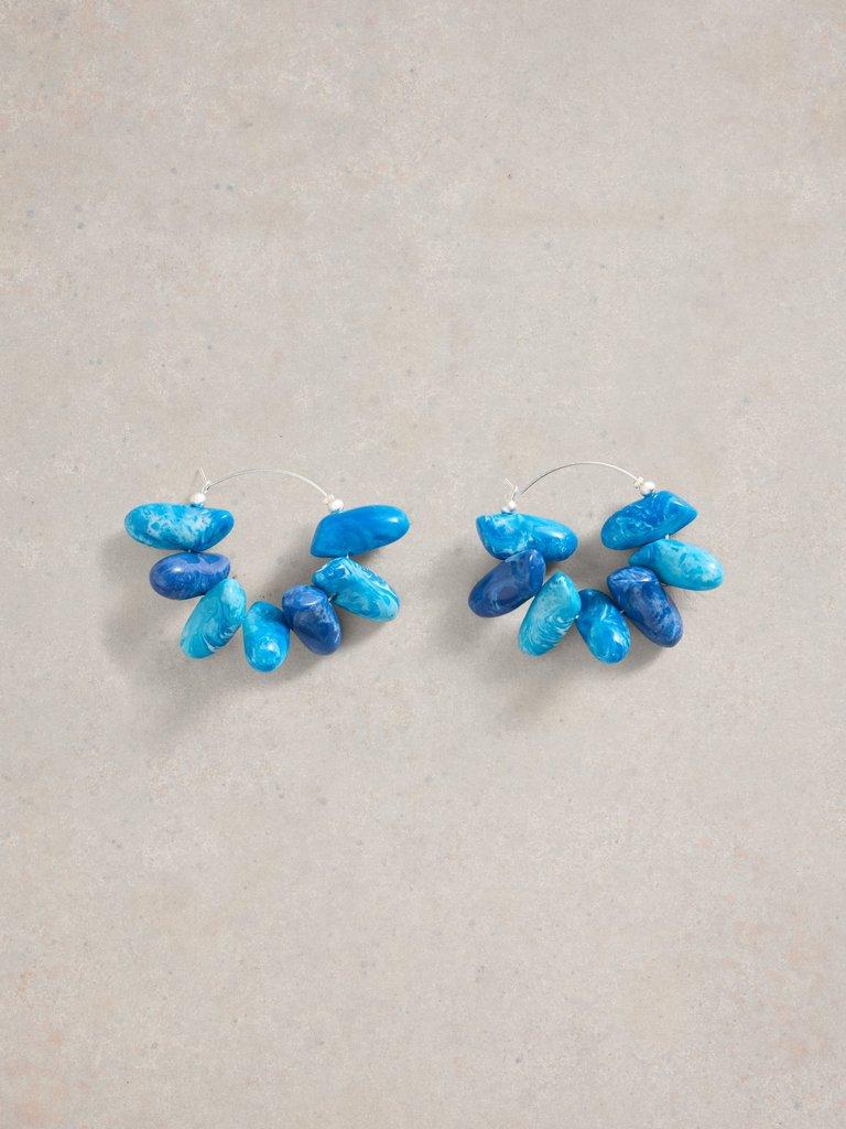 CAMELLIA RESIN EARRING in BLUE MLT - FLAT FRONT