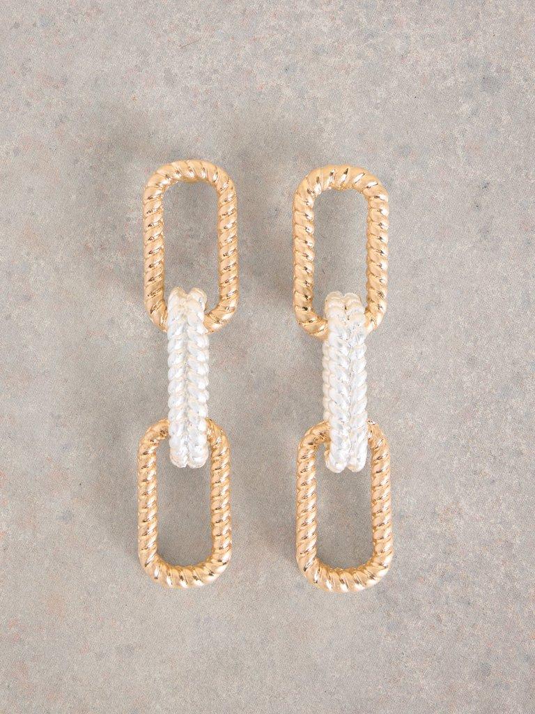 CHAIN LINK EARRING in MIXED MET - FLAT FRONT