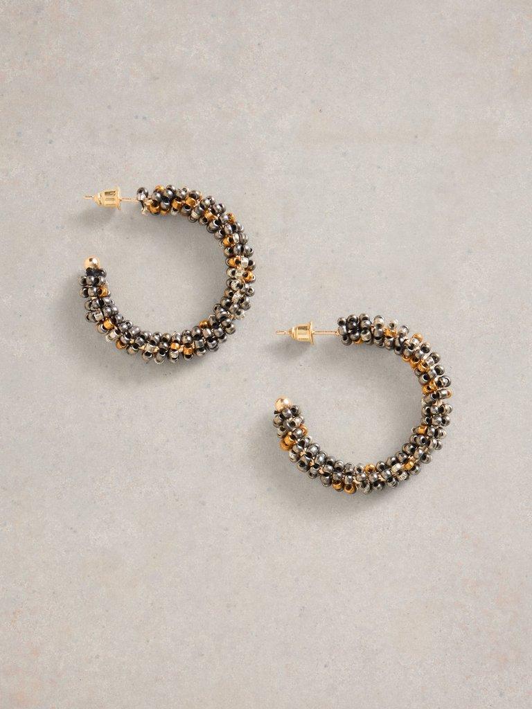 POPPY BEAEDED HOOP EARRING in MIXED MET - FLAT FRONT