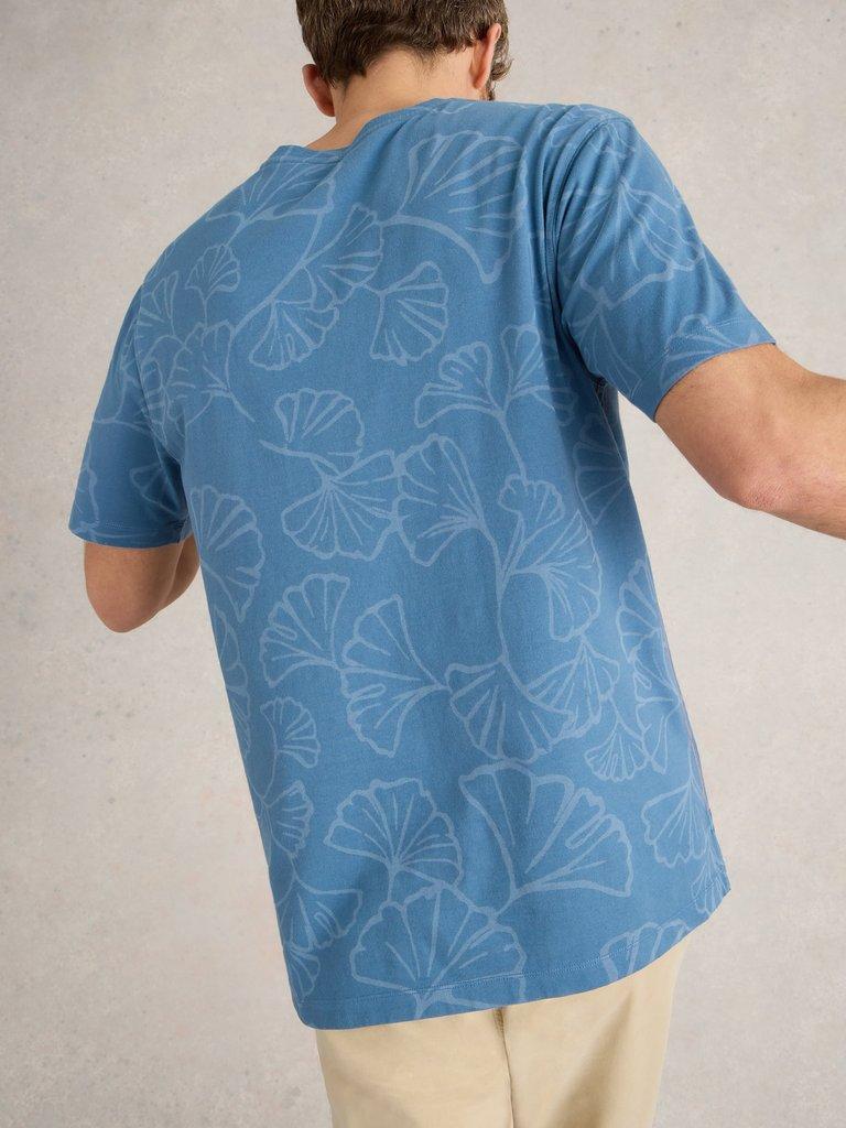 Floral Printed Tee in BLUE PR - MODEL BACK