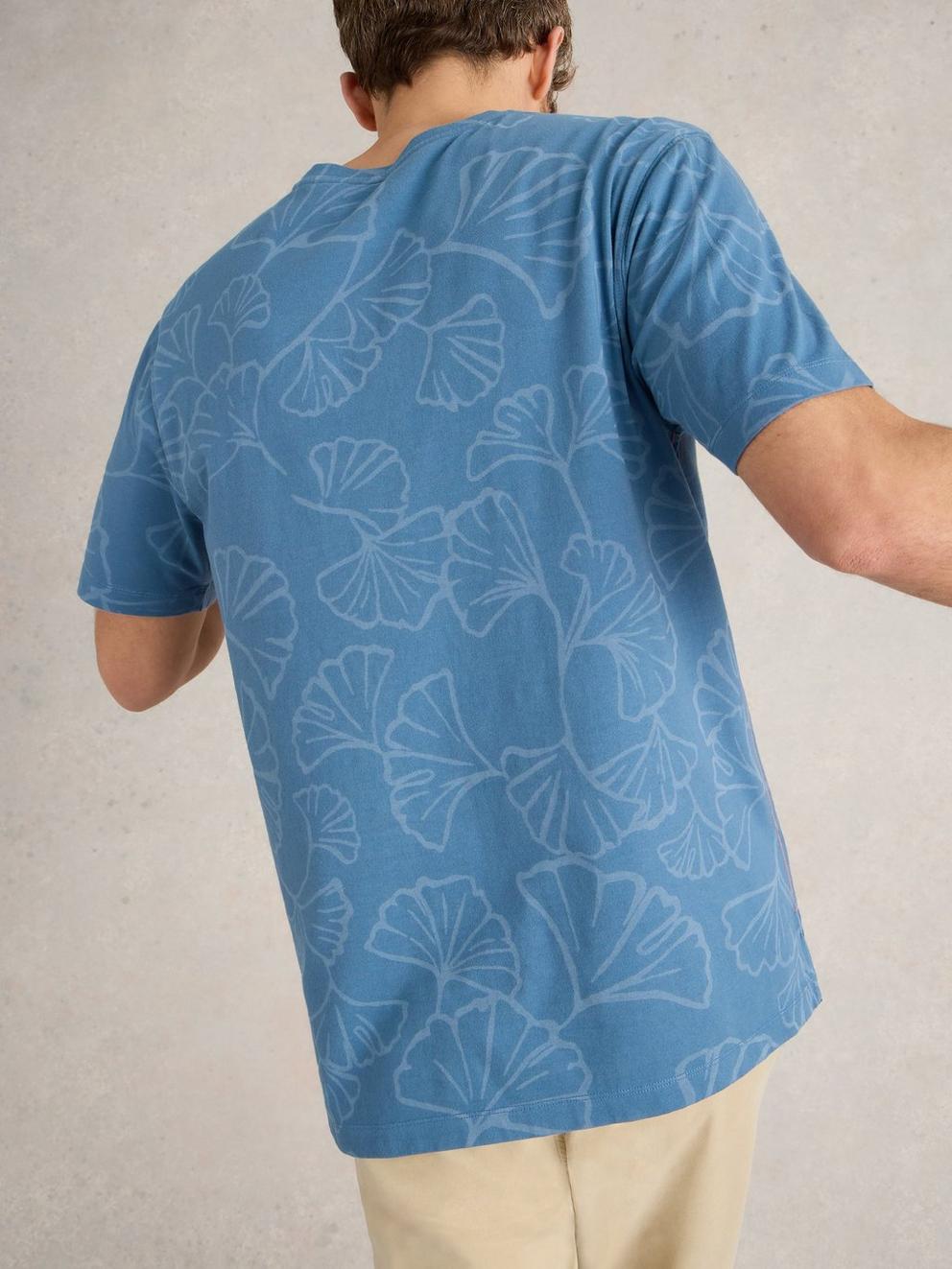 Floral Printed Tee in BLUE PR - MODEL BACK