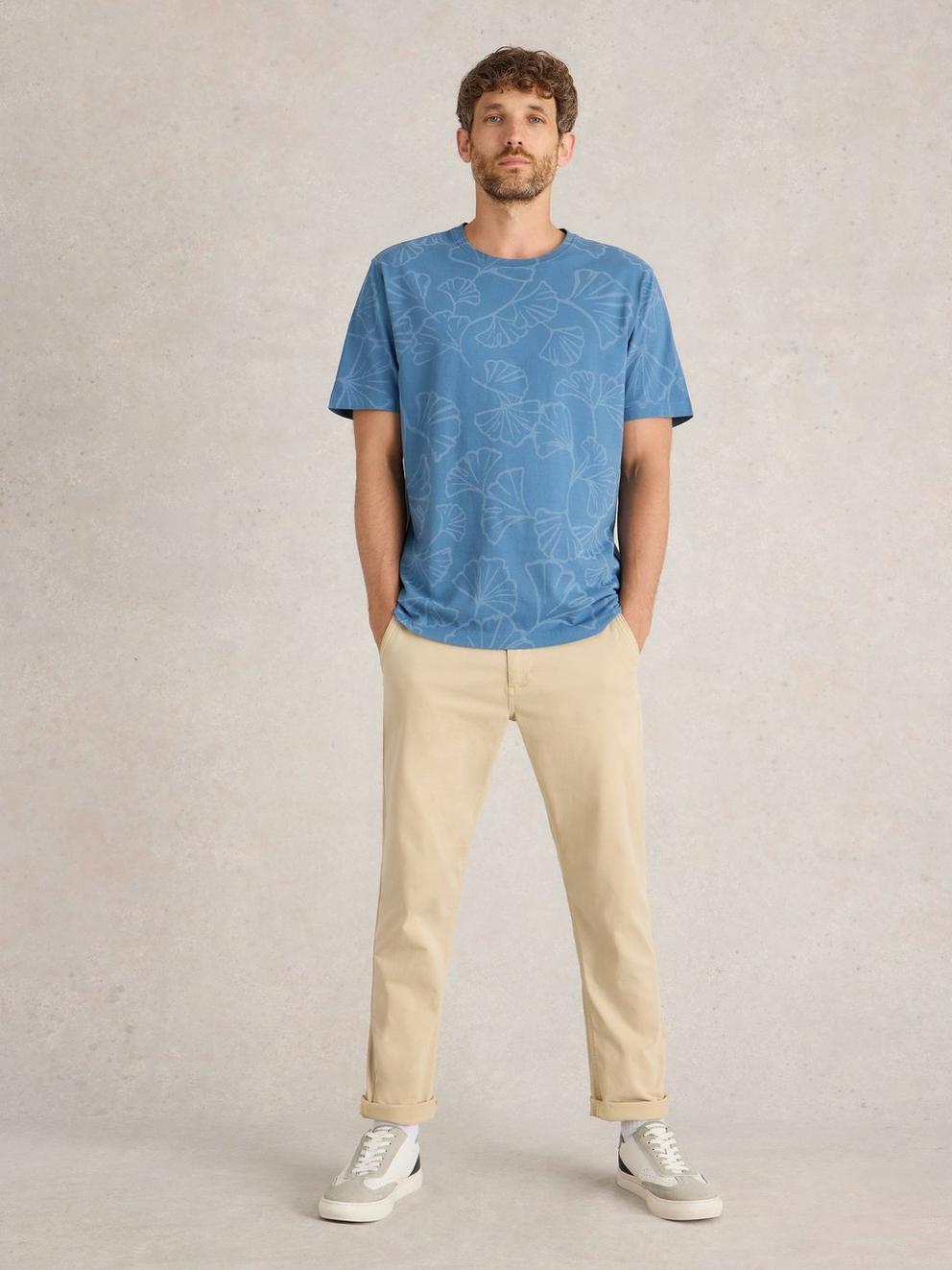 Floral Printed Tee in BLUE PR - MODEL FRONT