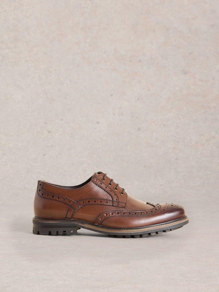 Arlo Leather Brogue Shoe in DK BROWN - LIFESTYLE