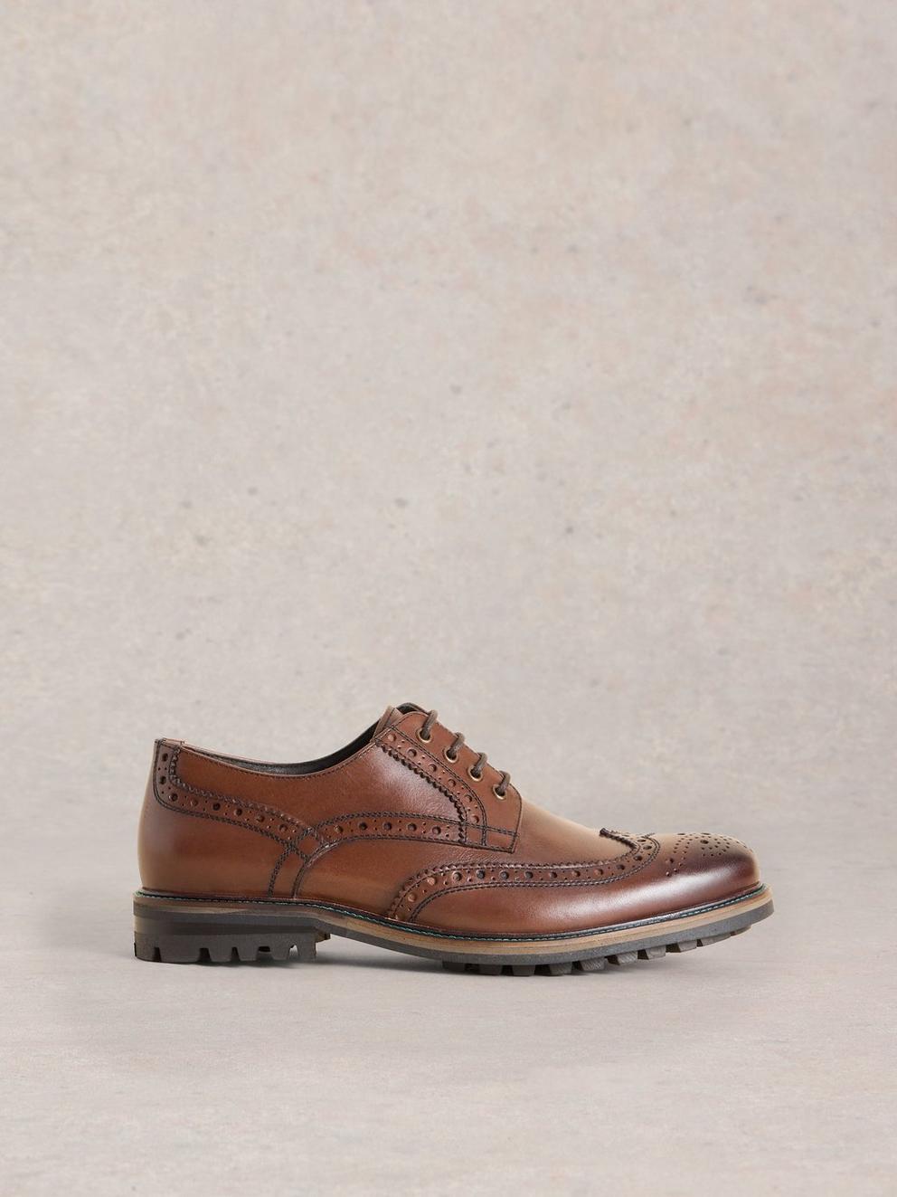 Arlo Leather Brogue Shoe in DK BROWN - LIFESTYLE