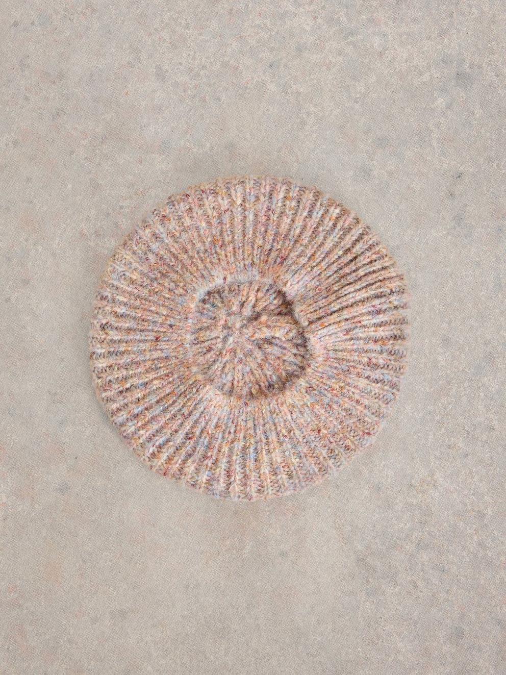 Spacedye Knitted Beret in NAT MLT - FLAT DETAIL