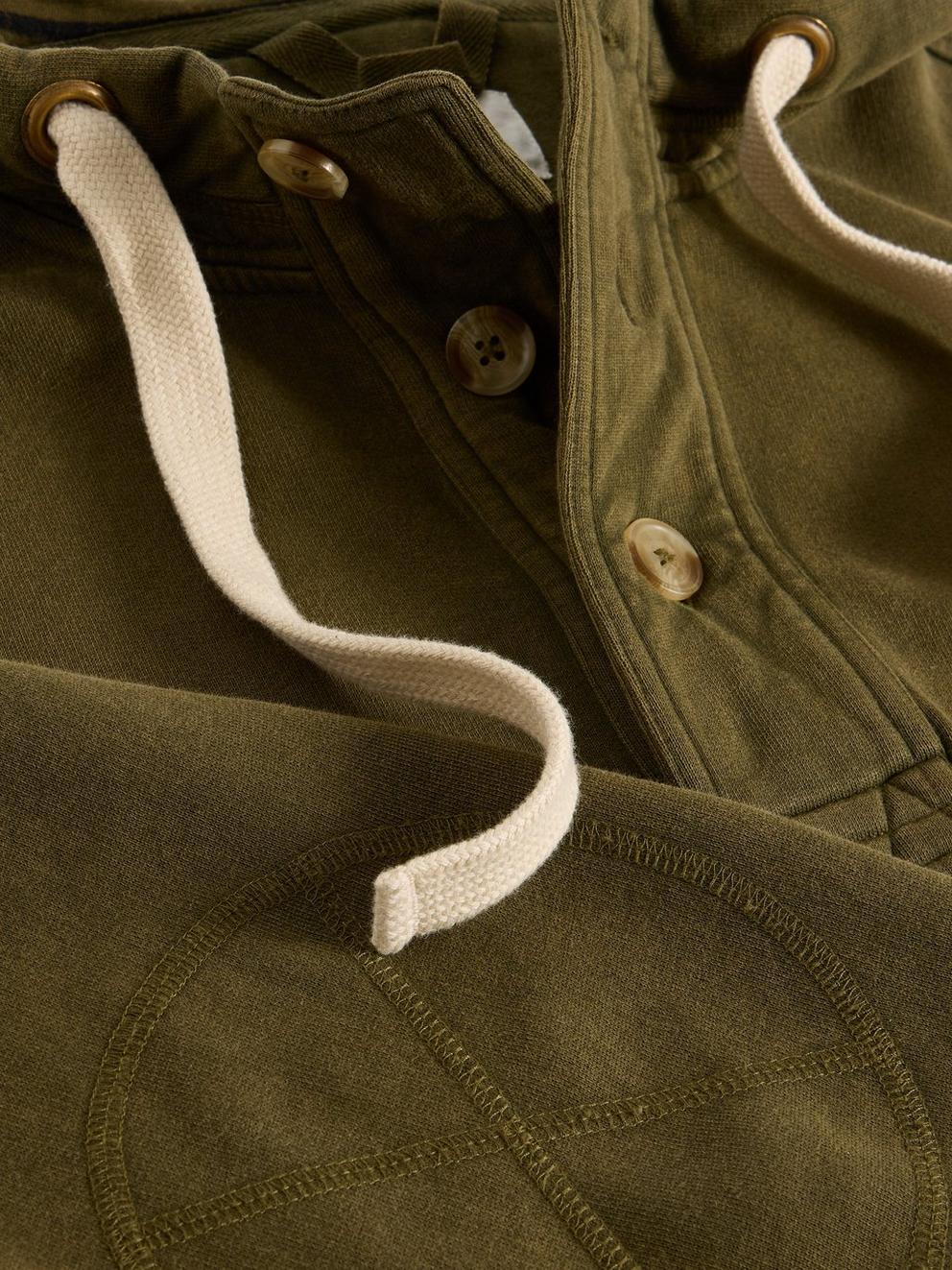 Brampton Overhead Hoodie in KHAKI GRN - FLAT DETAIL