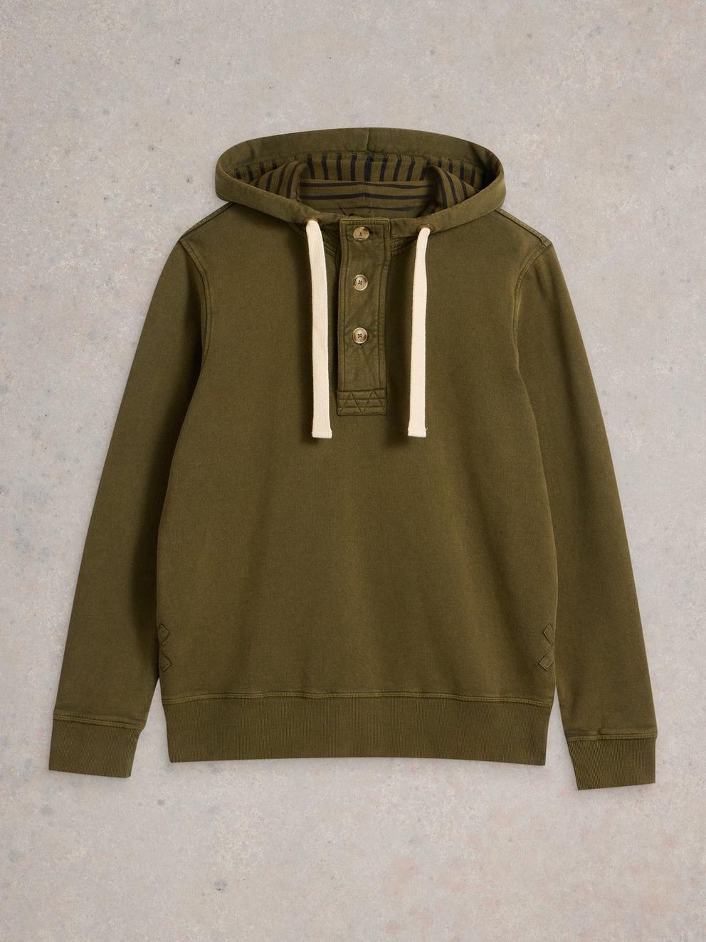Brampton Overhead Hoodie in KHAKI GRN - FLAT FRONT