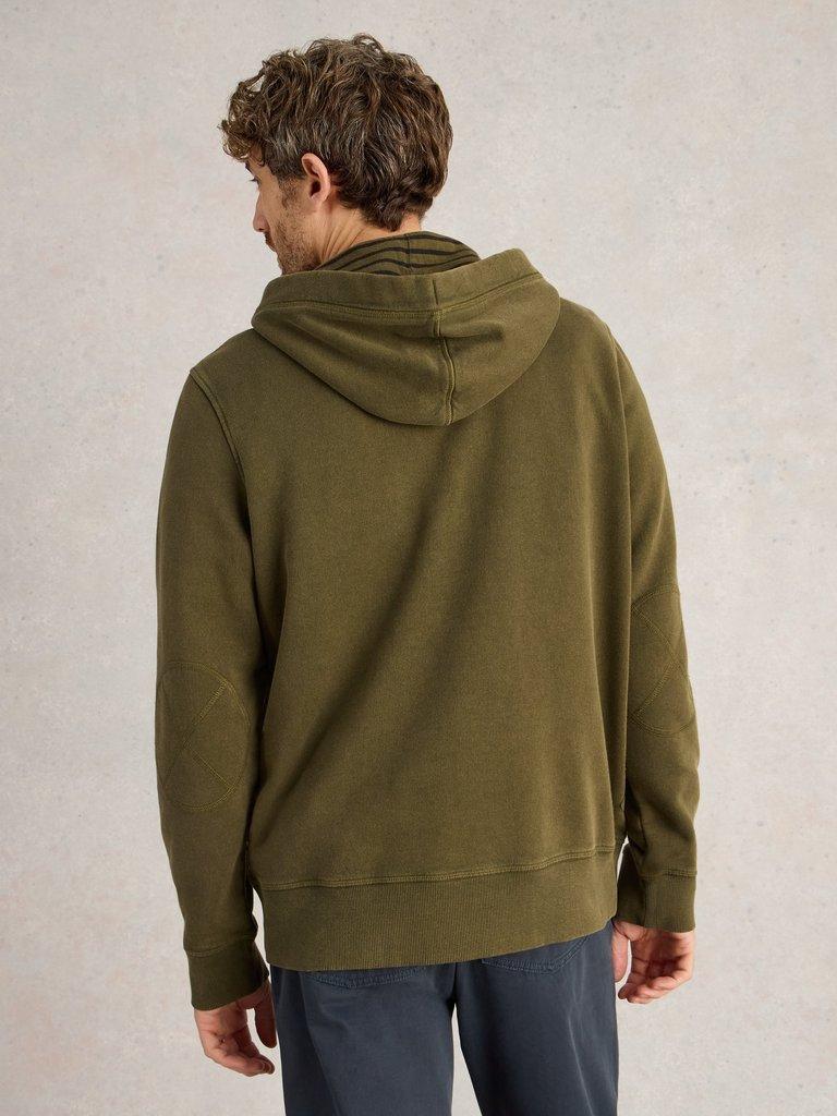 Brampton Overhead Hoodie in KHAKI GRN - MODEL BACK