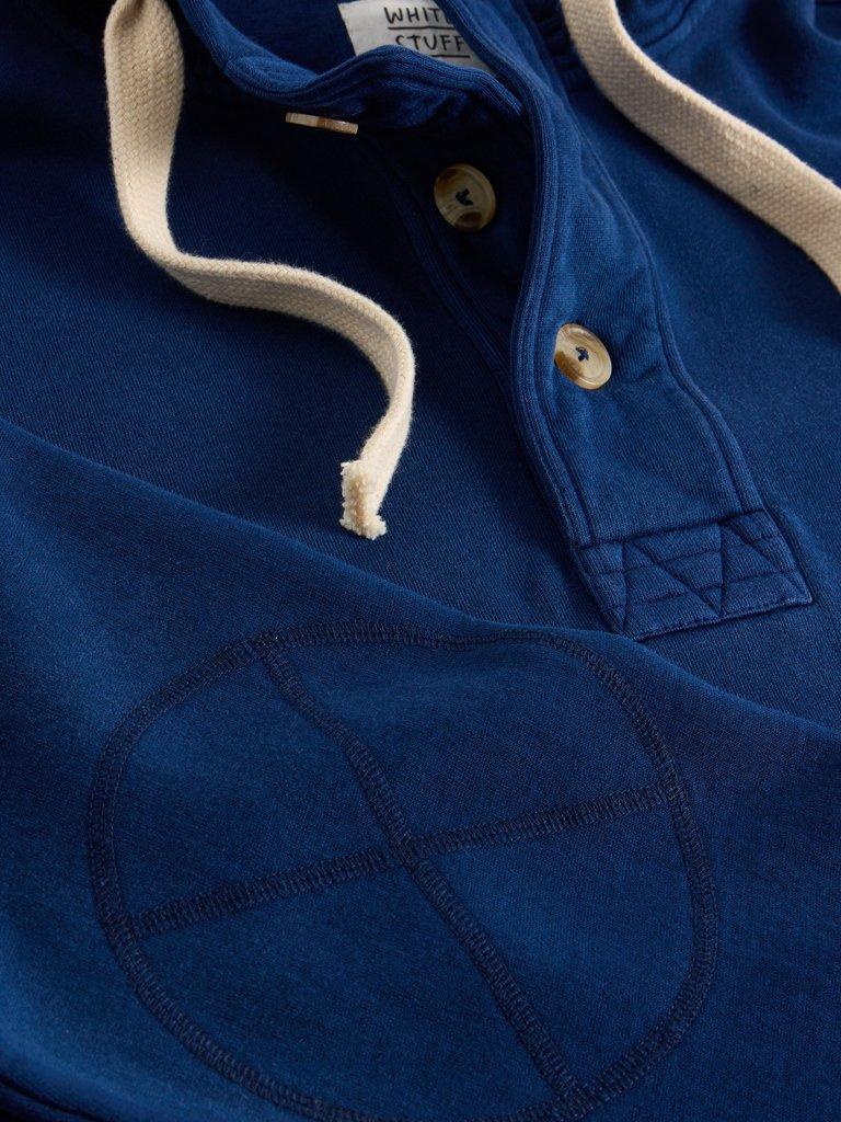 Brampton Overhead Hoodie in MID BLUE - FLAT DETAIL