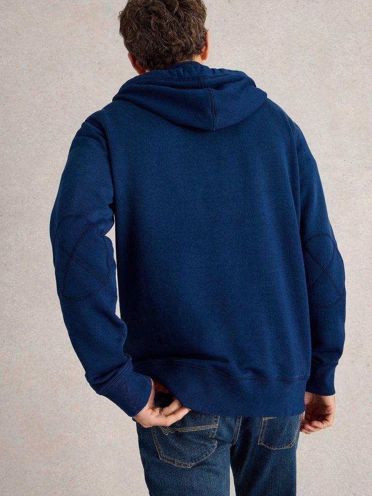 Brampton Overhead Hoodie in MID BLUE - MODEL BACK