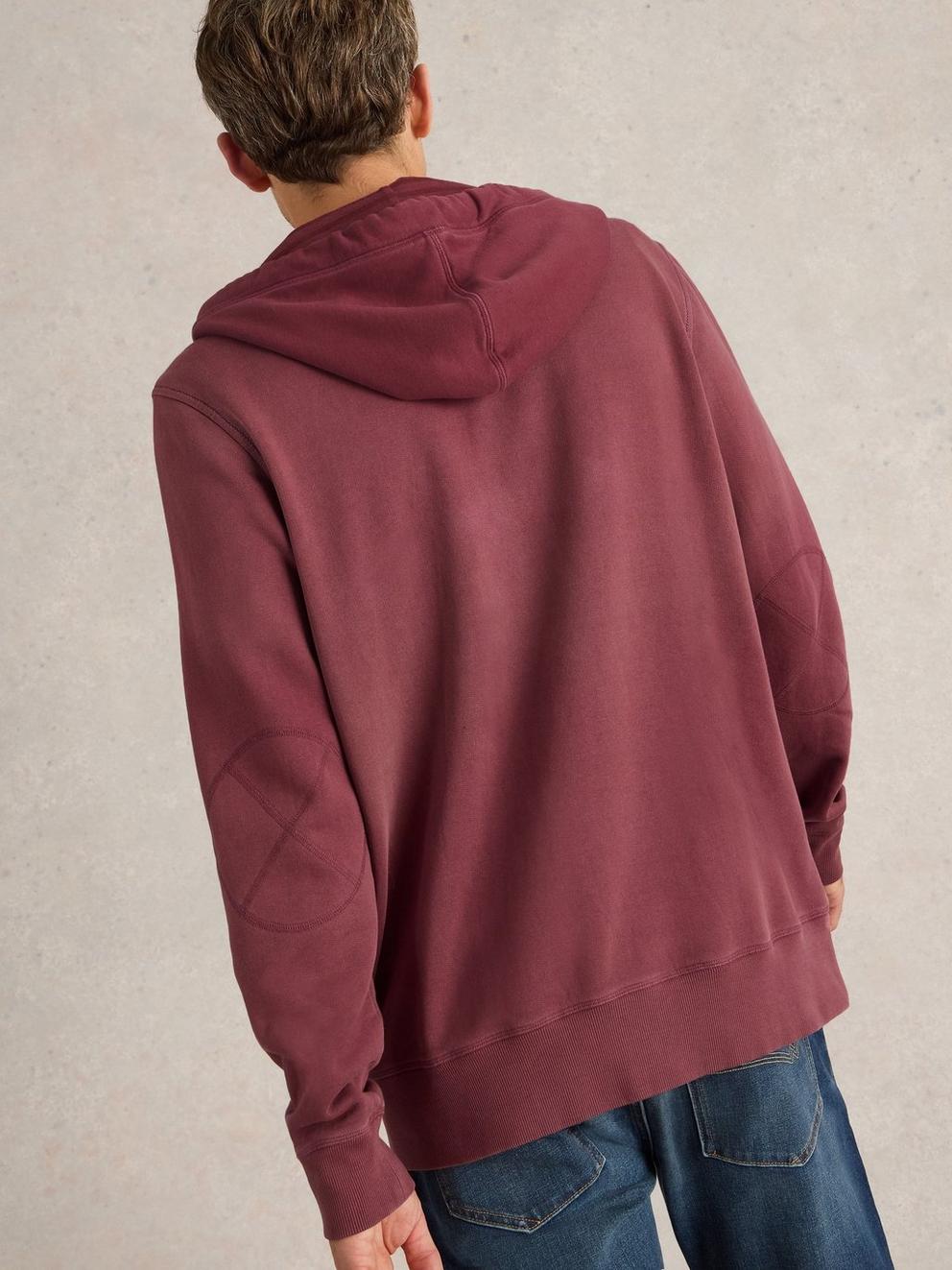 Brampton Overhead Hoodie in MID PLUM - MODEL BACK