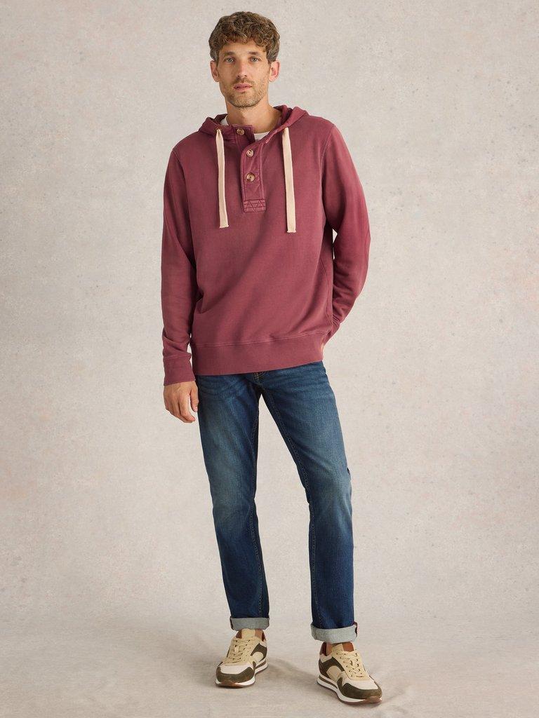 Brampton Overhead Hoodie in MID PLUM - MODEL FRONT