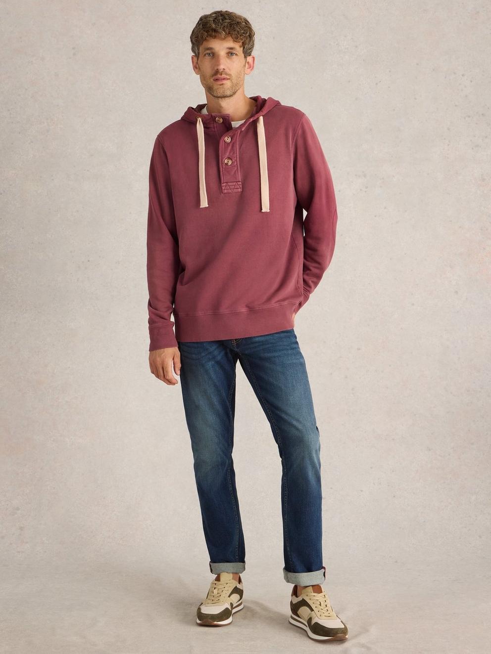 Brampton Overhead Hoodie in MID PLUM - MODEL FRONT