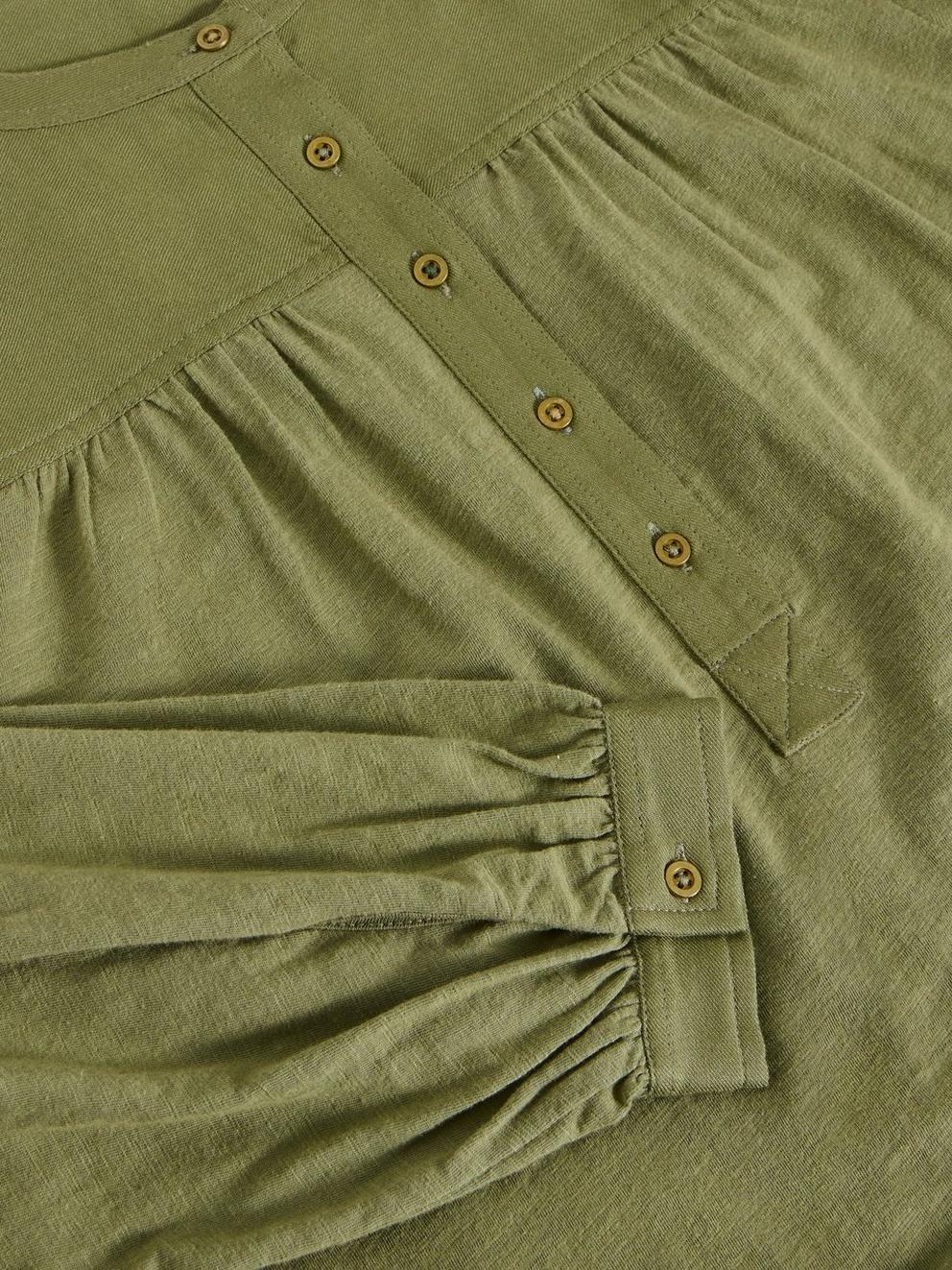 ELOISE MIX SHIRT in KHAKI GRN - FLAT DETAIL