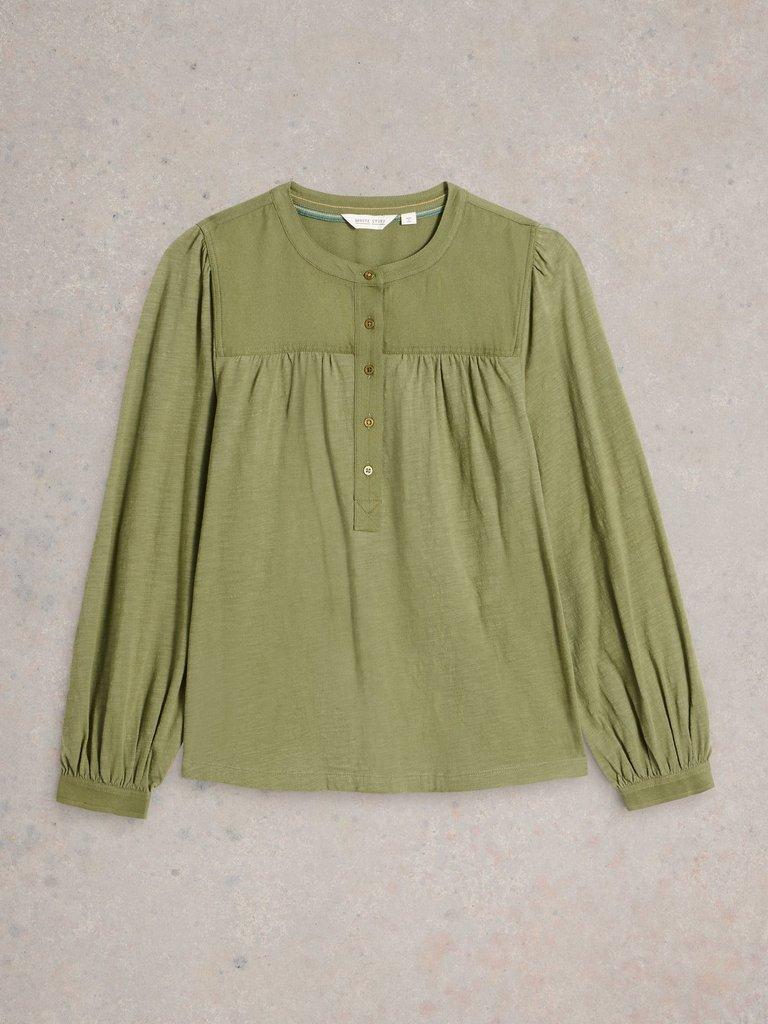 ELOISE MIX SHIRT in KHAKI GRN - FLAT FRONT