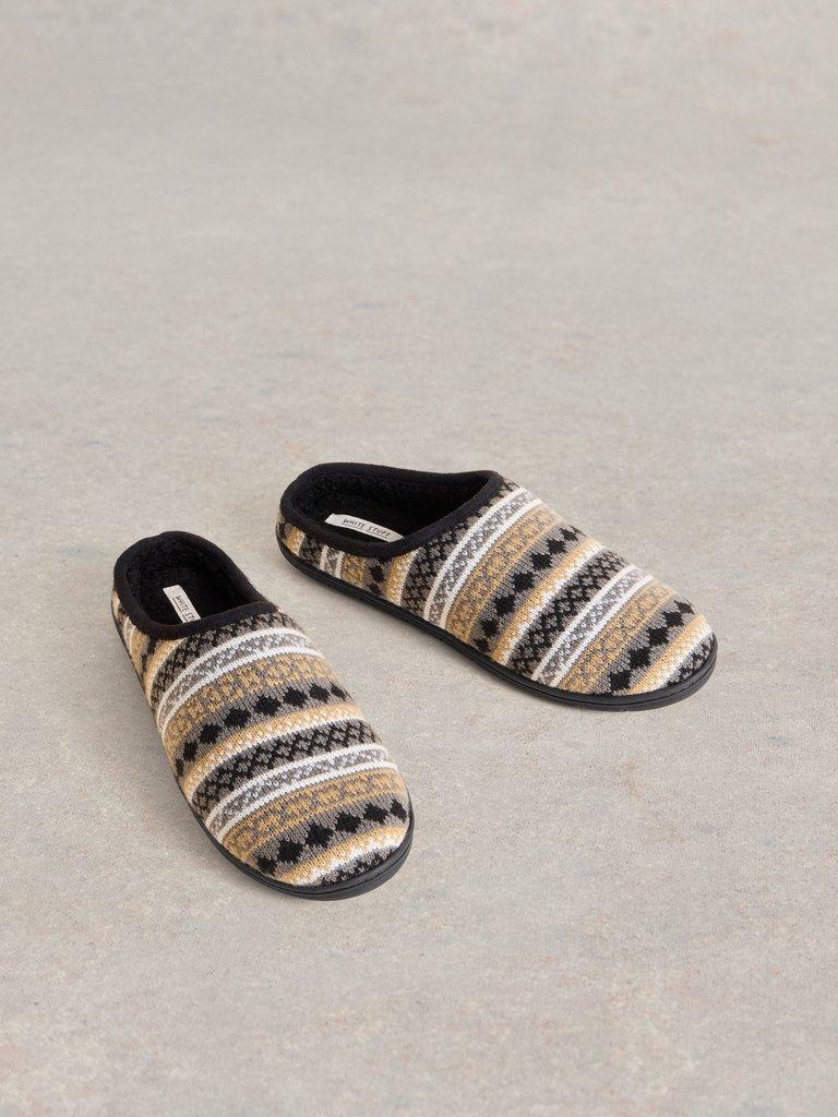 Knit Mule Slipper in GREY MLT - FLAT FRONT