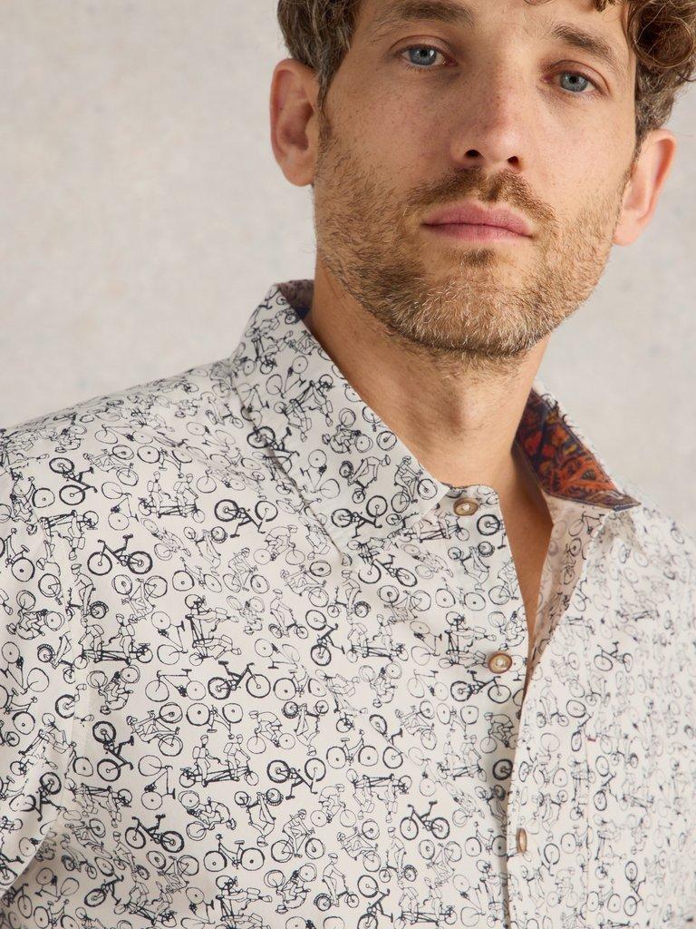 Bike Printed Shirt in NAT MLT - MODEL DETAIL