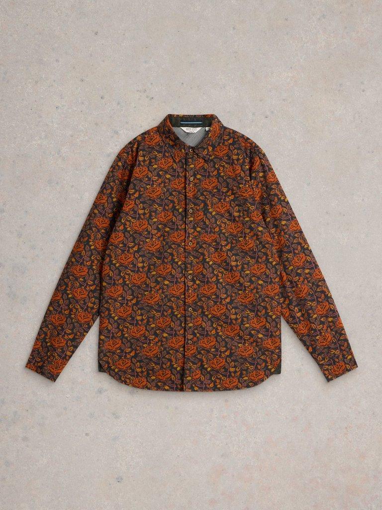 Block Floral Printed Shirt in BROWN MLT - FLAT FRONT