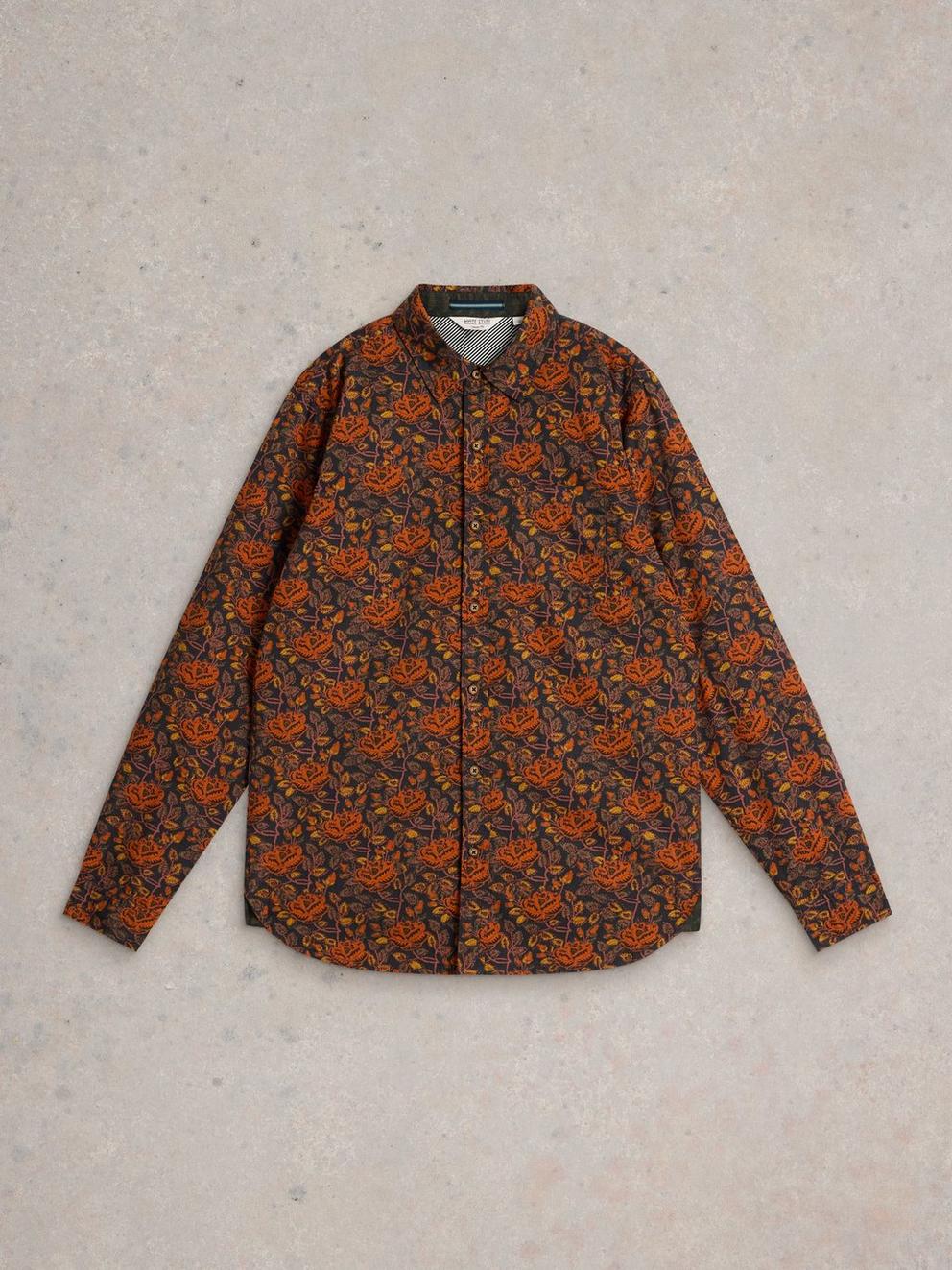 Block Floral Printed Shirt in BROWN MLT - FLAT FRONT