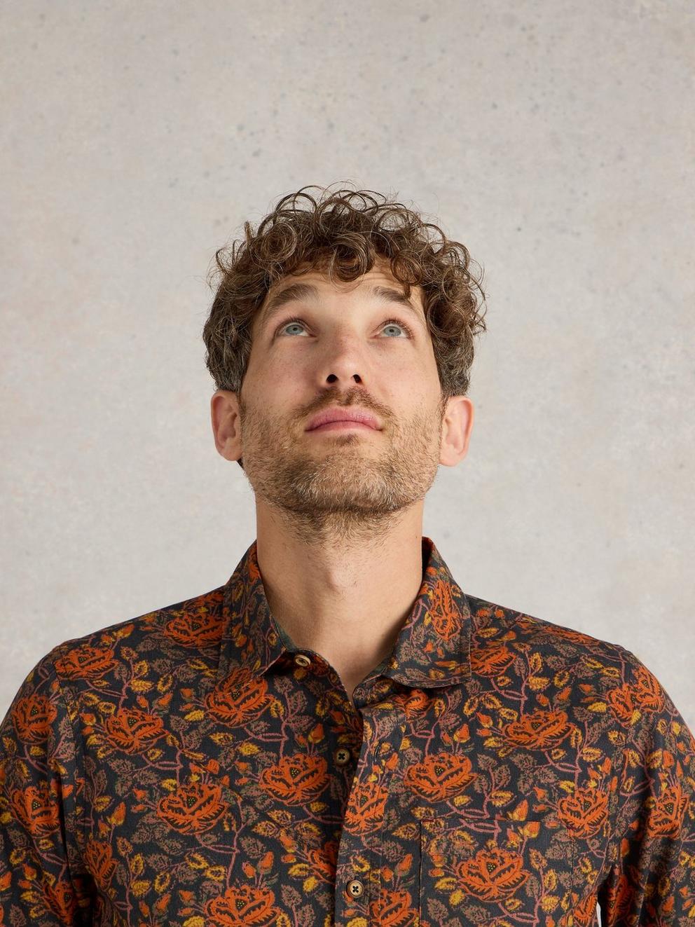 Block Floral Printed Shirt in BROWN MLT - LIFESTYLE