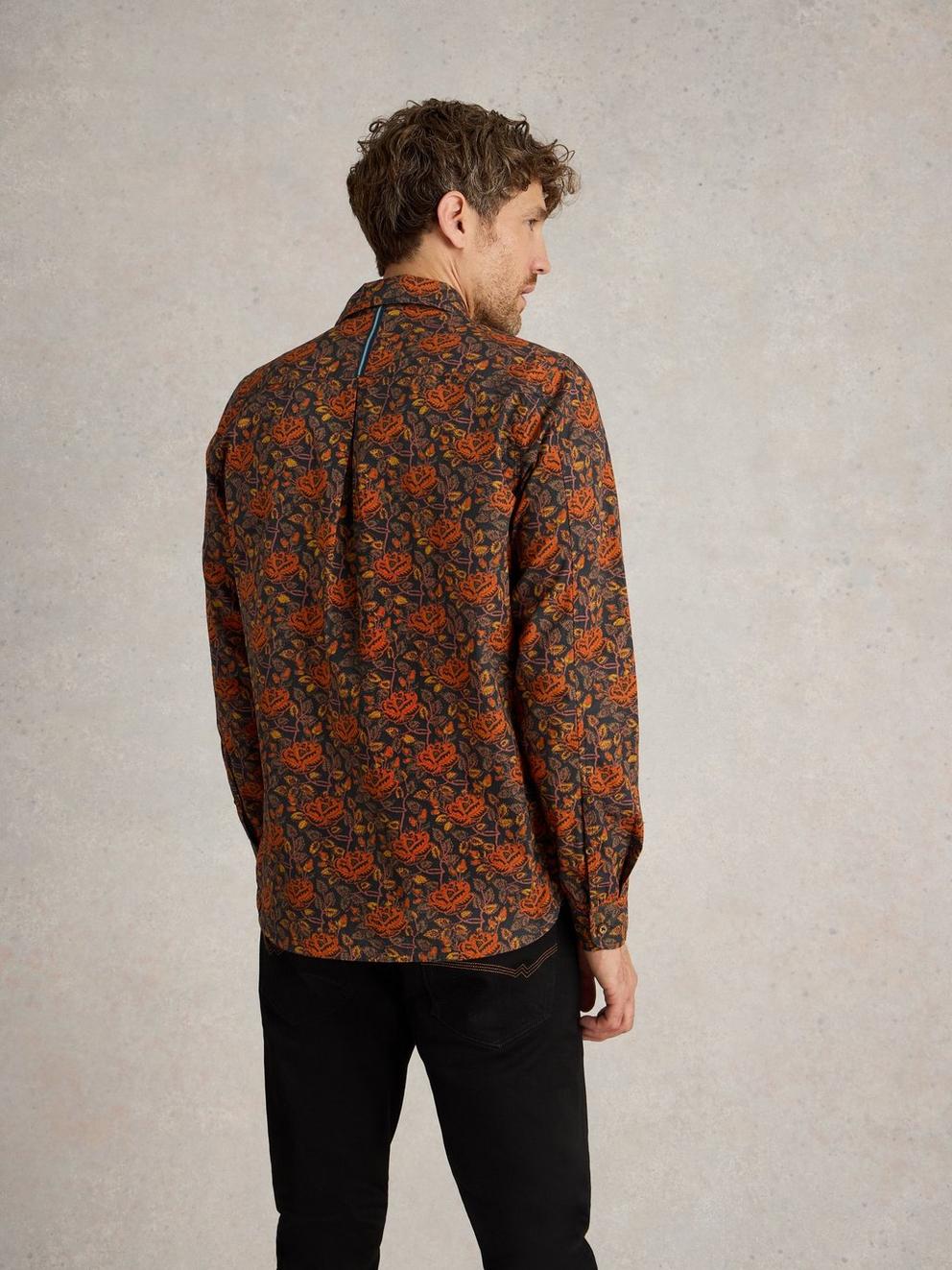 Block Floral Printed Shirt in BROWN MLT - MODEL BACK