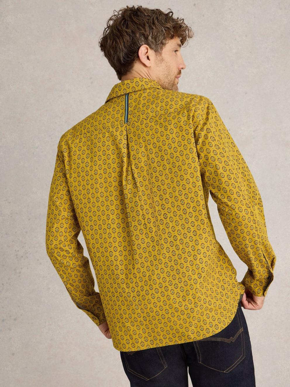 Tile Printed Shirt in YELLOW MLT - MODEL BACK