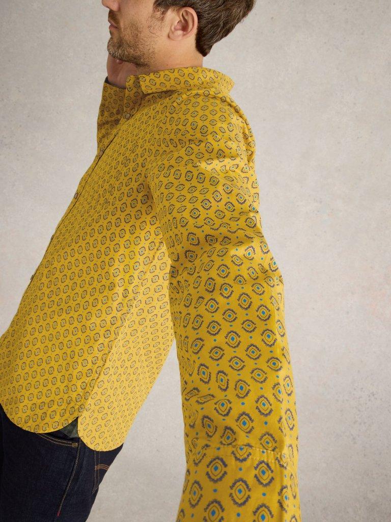 Tile Printed Shirt in YELLOW MLT - MODEL DETAIL