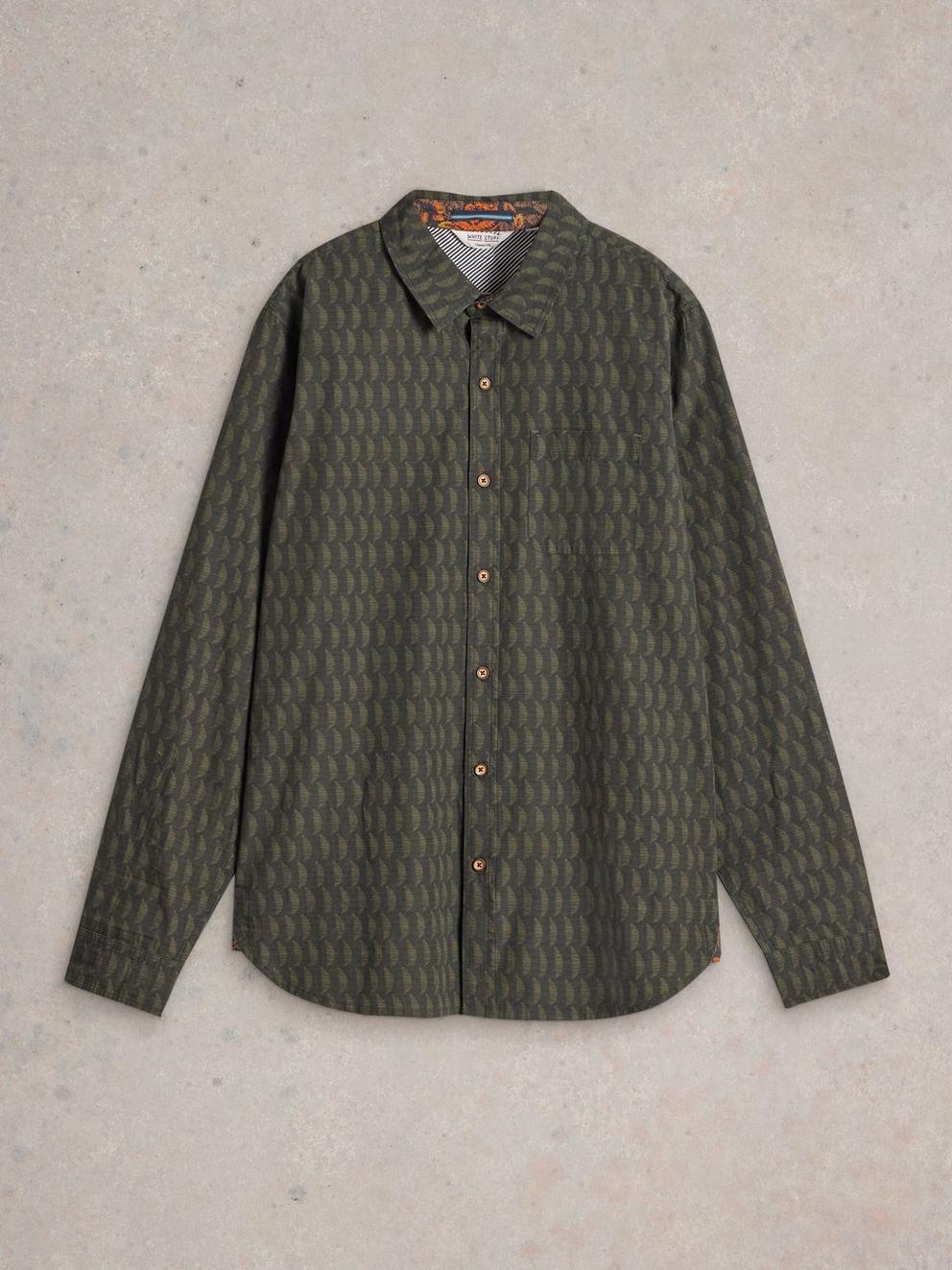 Linear Half Printed Shirt in GREEN PR - FLAT FRONT