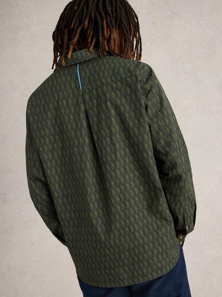 Linear Half Printed Shirt in GREEN PR - MODEL BACK