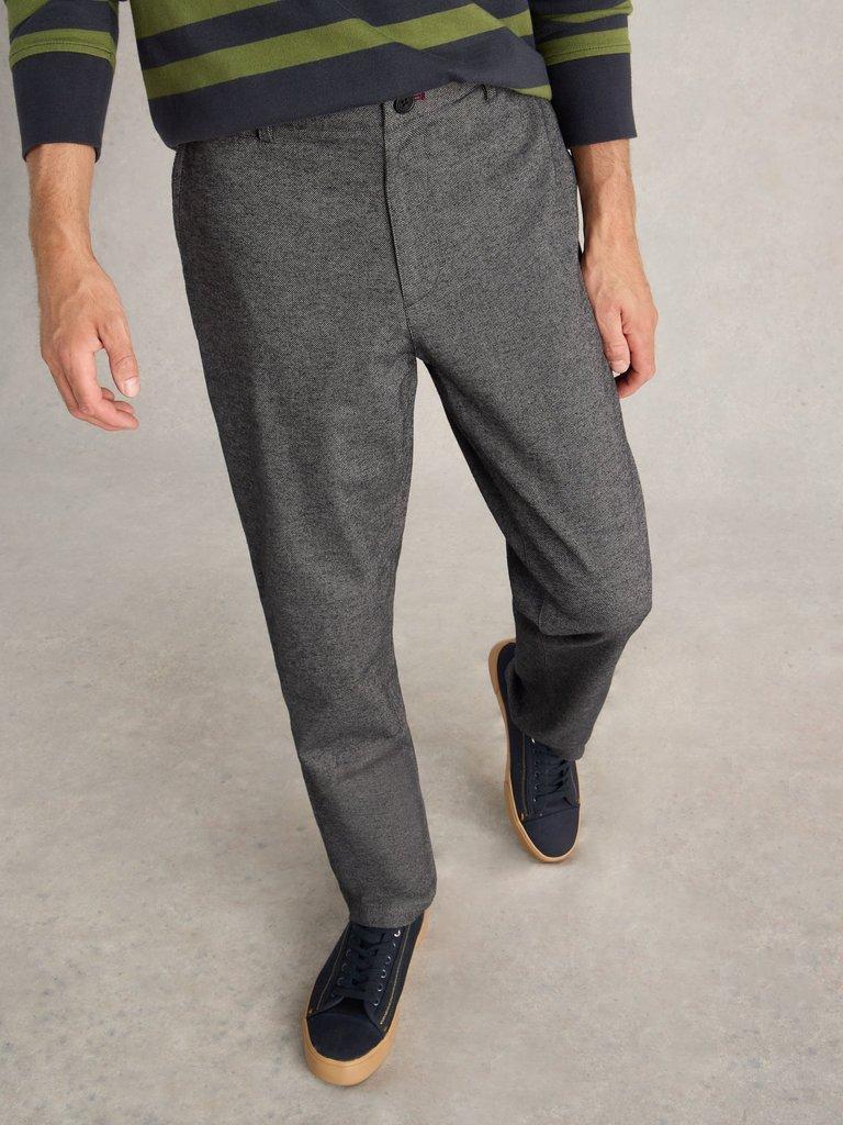 Sutton Textured Trouser in CHARC GREY - MODEL DETAIL