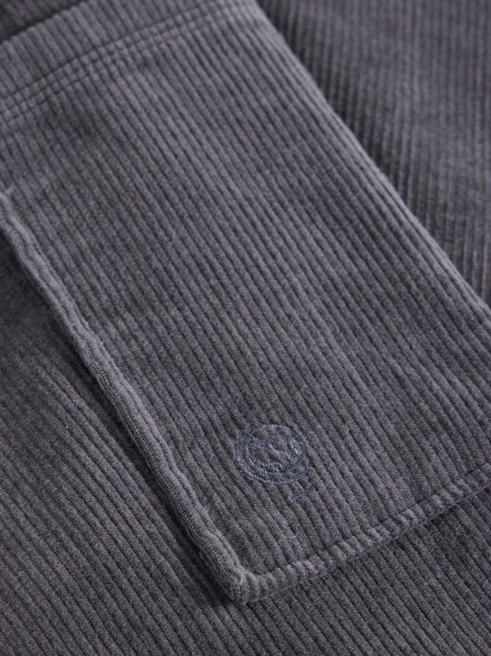 Cord Cargo Trouser in CHARC GREY - FLAT DETAIL