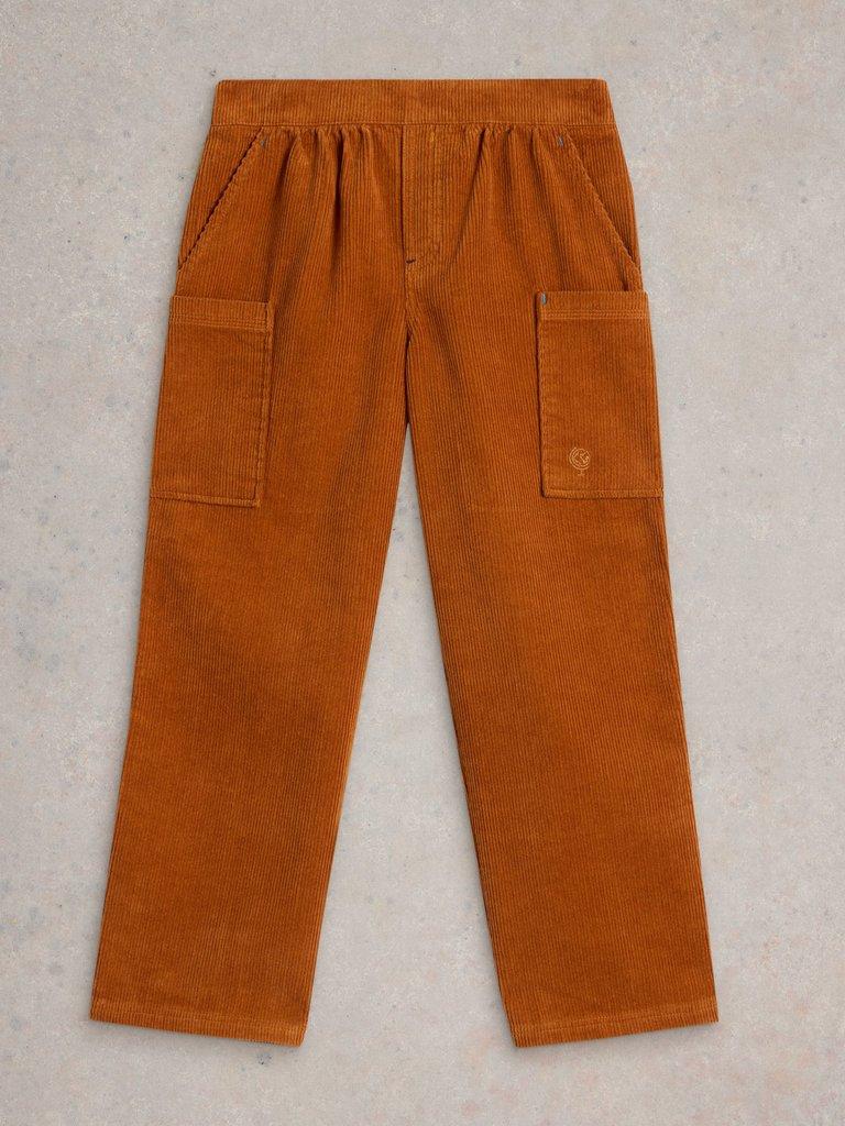 Cord Cargo Trouser in DK ORANGE - FLAT FRONT