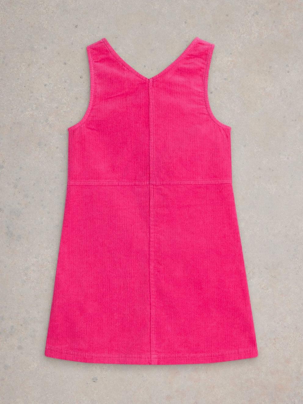 Girls Cord Pinafore in BRT PINK - FLAT BACK