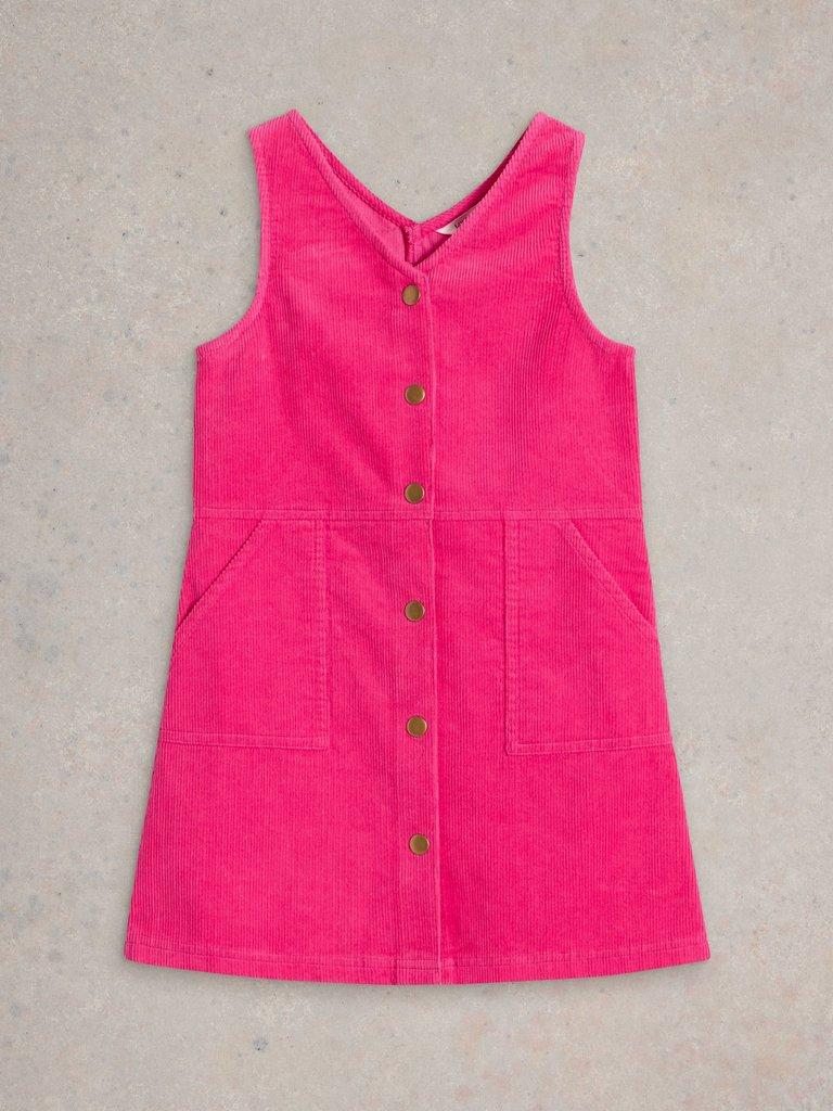 Girls Cord Pinafore in BRT PINK - FLAT FRONT