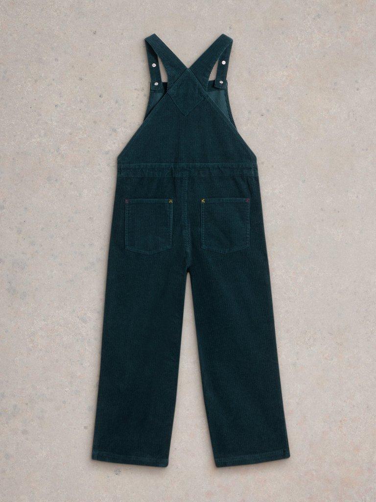Girls Cord Dungaree in DK GREEN - FLAT BACK