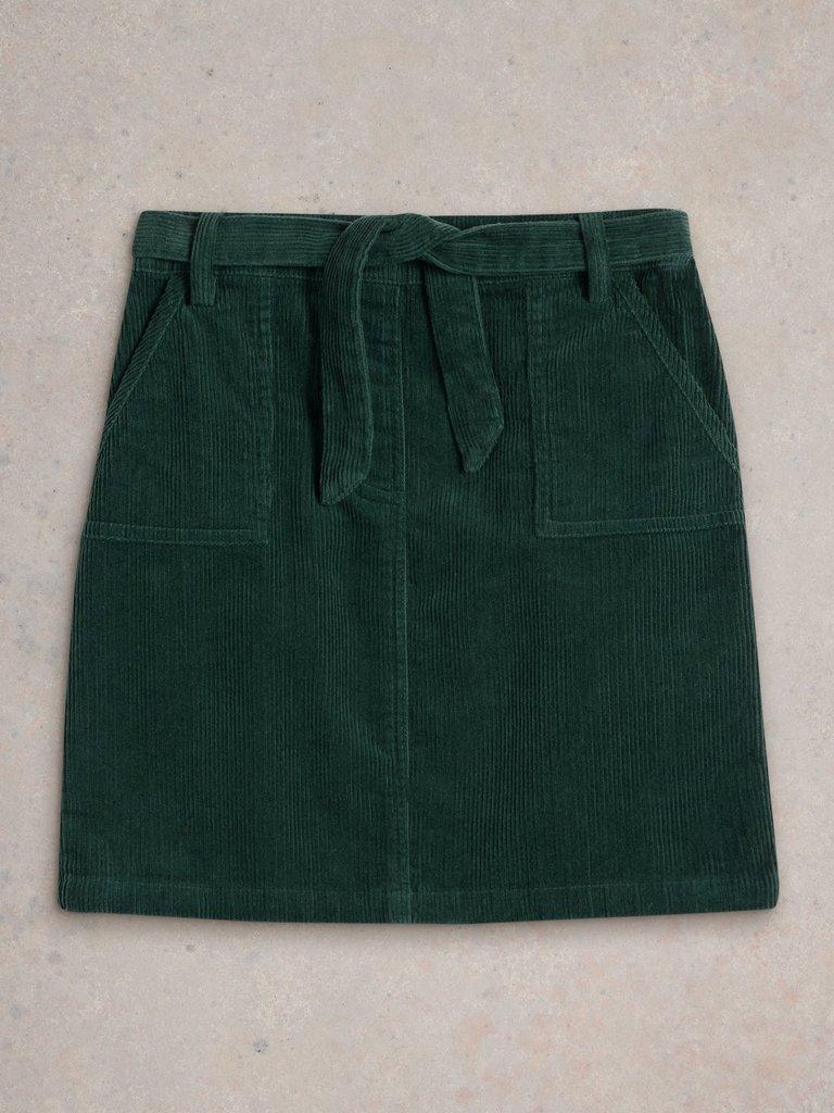 Girls Cord Skirt in DK GREEN - FLAT FRONT