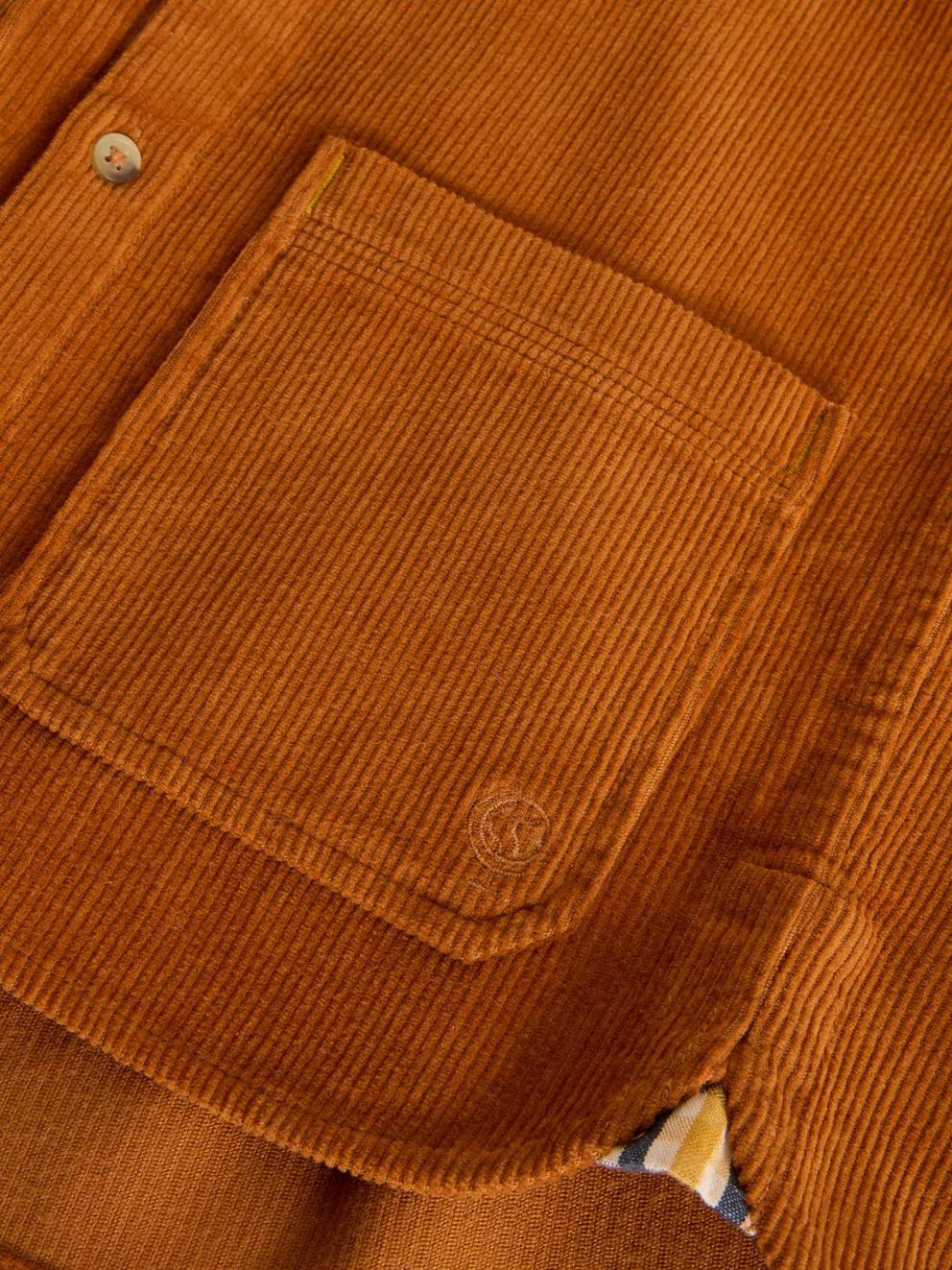 Cord Organic Overshirt in DK ORANGE - FLAT DETAIL