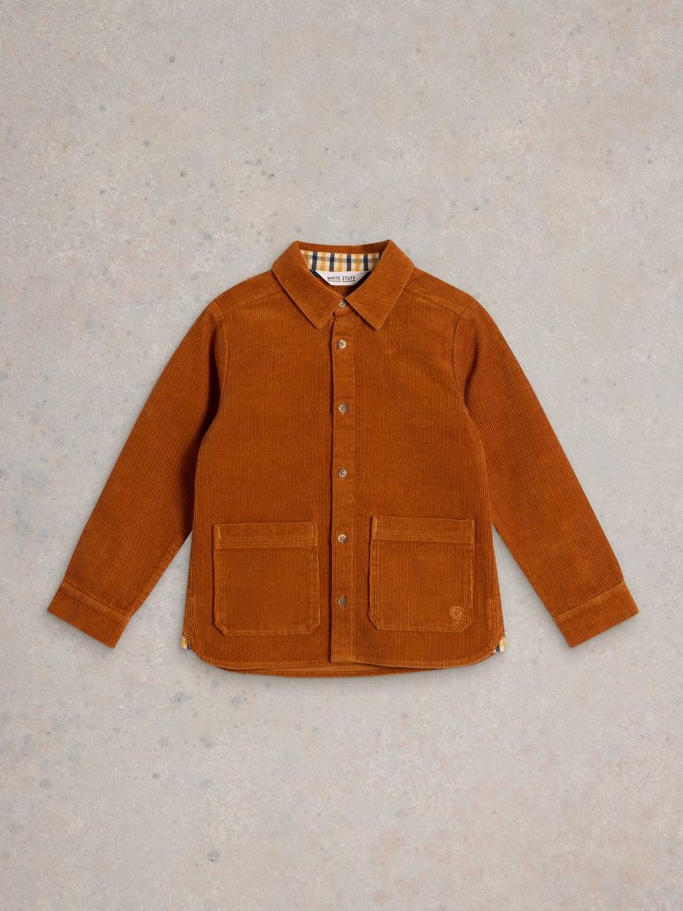 Cord Organic Overshirt in DK ORANGE - FLAT FRONT