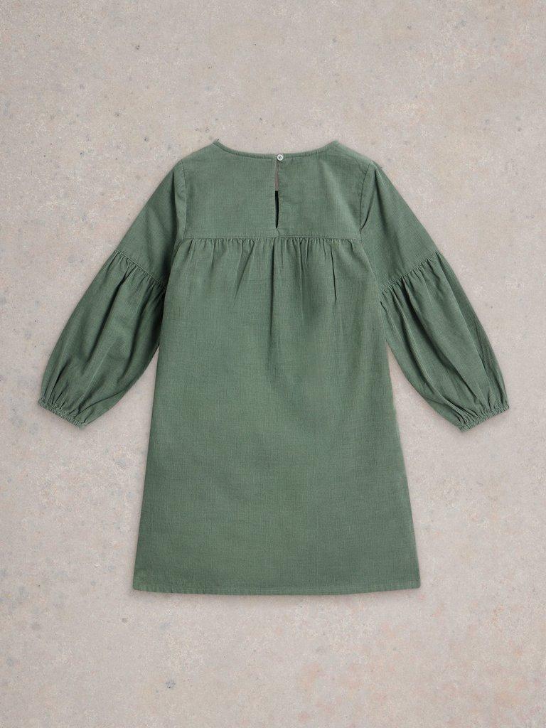 Girls Embroidered Needlecord Dress in LGT TEAL - FLAT BACK