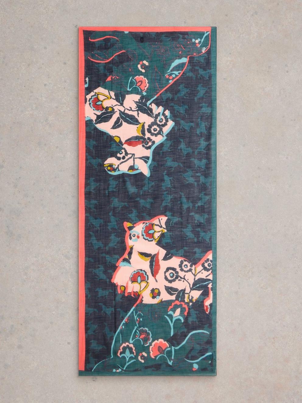 Horsing Around Scarf in NAVY MULTI - FLAT BACK